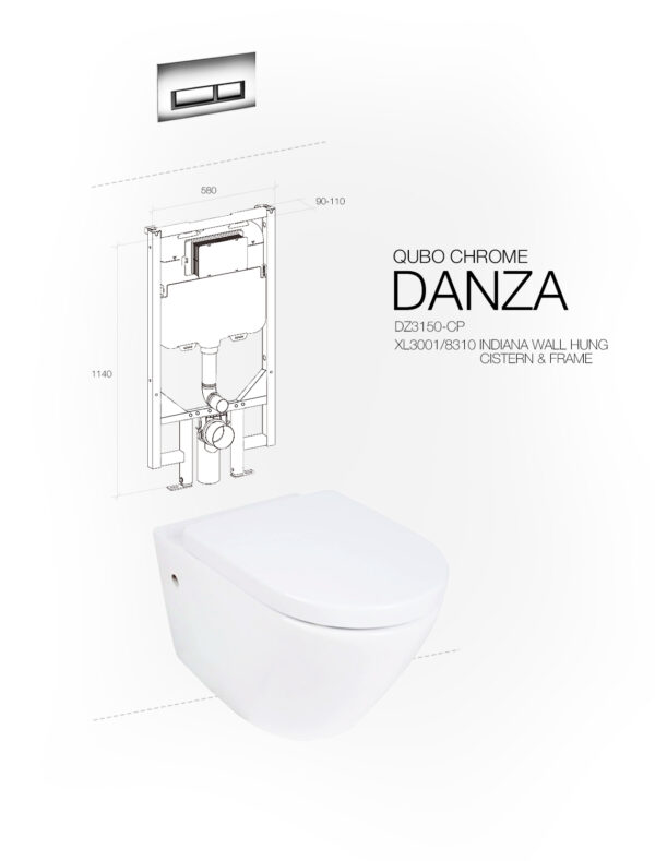 DANZA WALL HUNG QUBO CHROME INDIANA