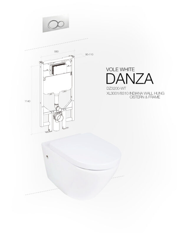 DANZA WALL HUNG VOLE WHITE INDIANA