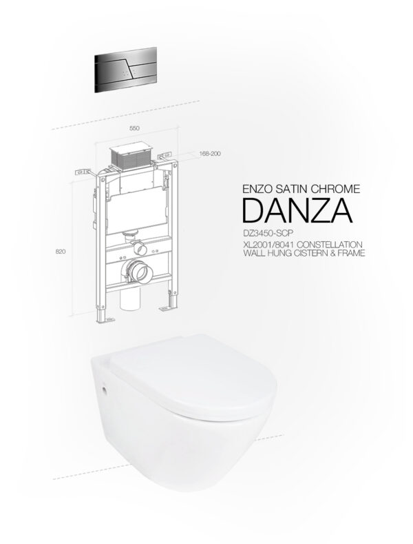 DANZA WALL HUNG ENZO SATIN CHROME CONSTELLATION