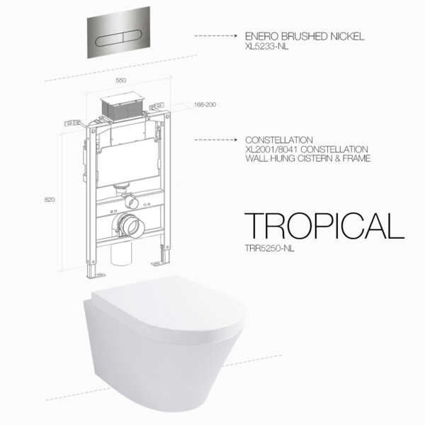 TROPICAL WALL HUNG ENERO BRUSHED NICKEL CONSTELLATION